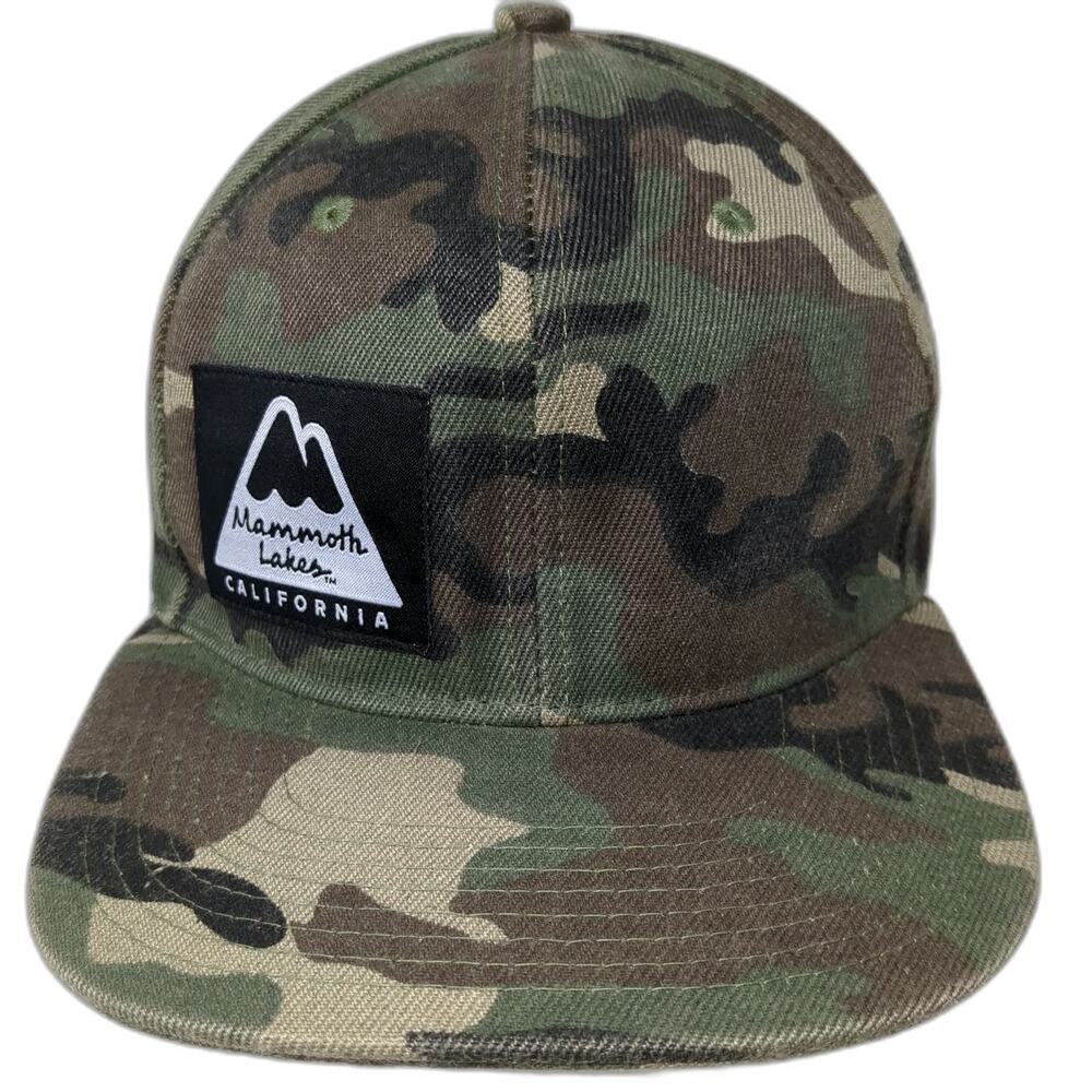 Crown Snapback Green Camo One Size Hat Mammoth Lakes California Mountain Patch